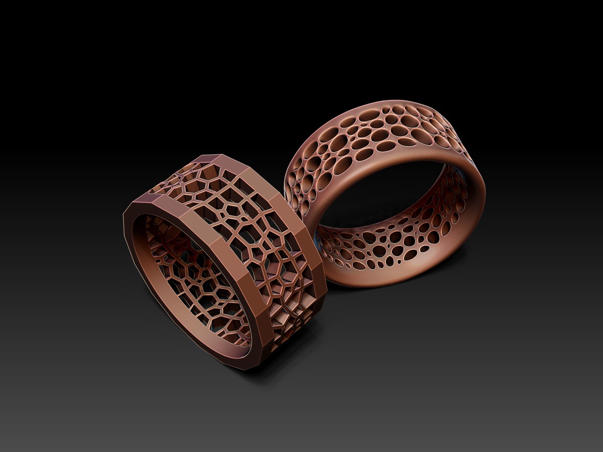 Wireframe Style Rings. Jewelry Rendering.